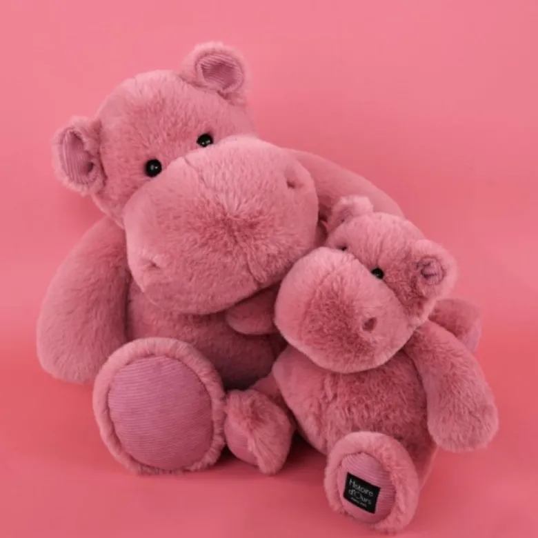 Doudou et Compagnie Hippopotamus Plush Toy, HIP'FUN Pink - 40 cm