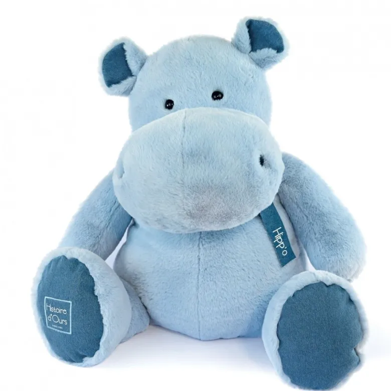 Doudou et Compagnie Hippo Plush, Denim Blue - 85 cm