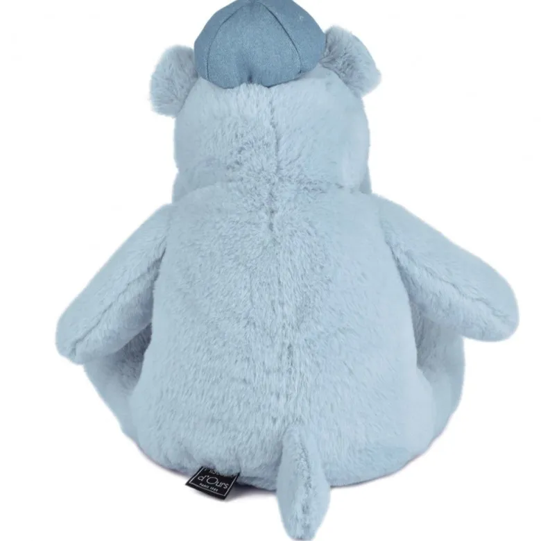 Doudou et Compagnie Plush Hippopotamus, Blue with Embroidered Patches - 38 cm