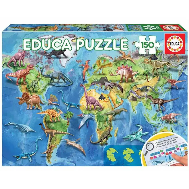 Educa Puzzle, Dinosaurs World Map - 150 Pieces