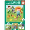 Educa Puzzle Set, 4 Farm Animal Puzzles - 6, 9, 12, and 16 Pieces