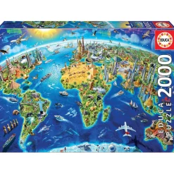 Educa Puzzle, World Landmarks Globe, Iconic Sites of the Globe - 2000 Pieces