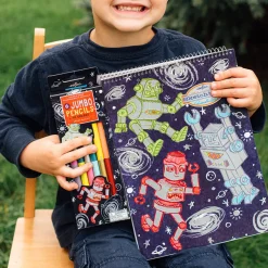 eeBoo 6 Jumbo Double-Ended Colored Pencils, Robot