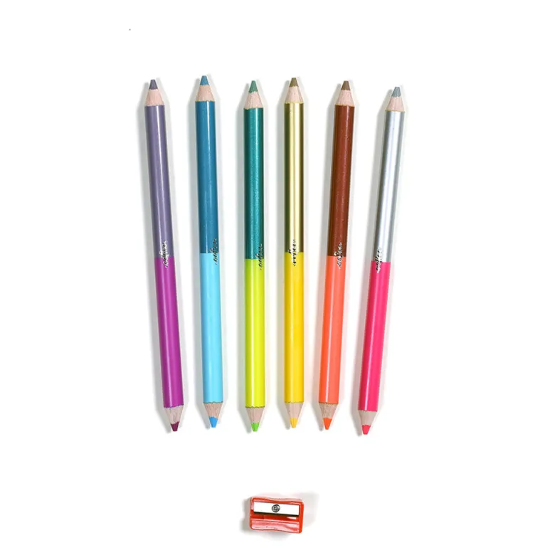 eeBoo 6 Jumbo Double-Ended Colour Pencils, Dinosaur