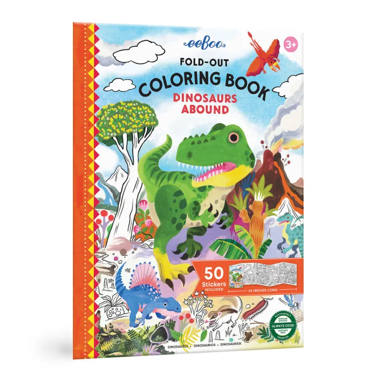 eeBoo Fold-Out Coloring Book, Dinosaurs