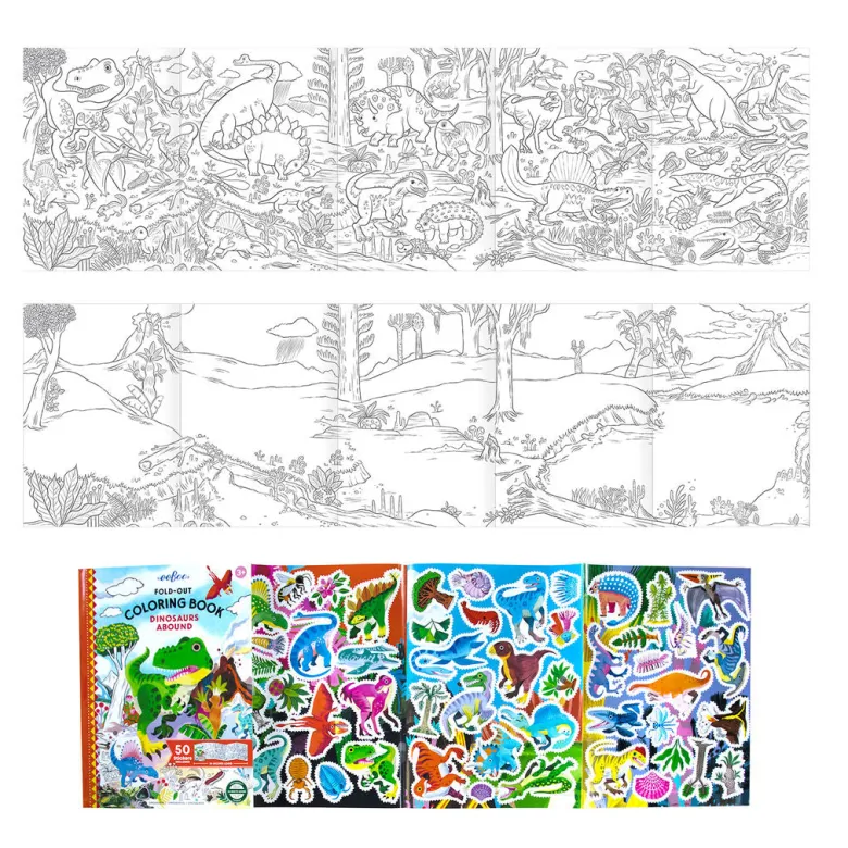 eeBoo Fold-Out Coloring Book, Dinosaurs