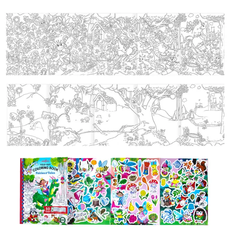 eeBoo Fold-Out Coloring Book: Fairies and Fairy Tales