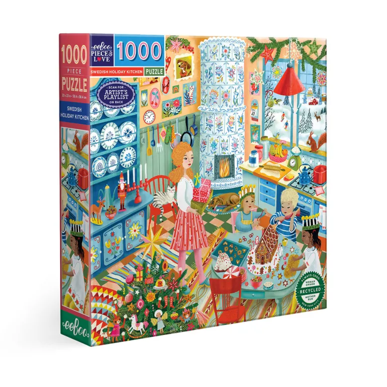 eeBoo Jigsaw Puzzle 1000 Pieces, Swedish Holiday Kitchen