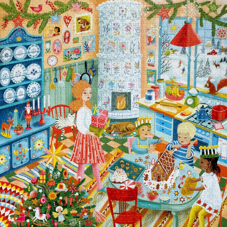 eeBoo Jigsaw Puzzle 1000 Pieces, Swedish Holiday Kitchen