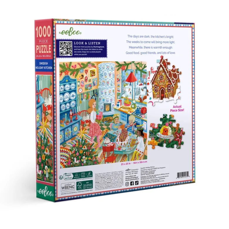eeBoo Jigsaw Puzzle 1000 Pieces, Swedish Holiday Kitchen
