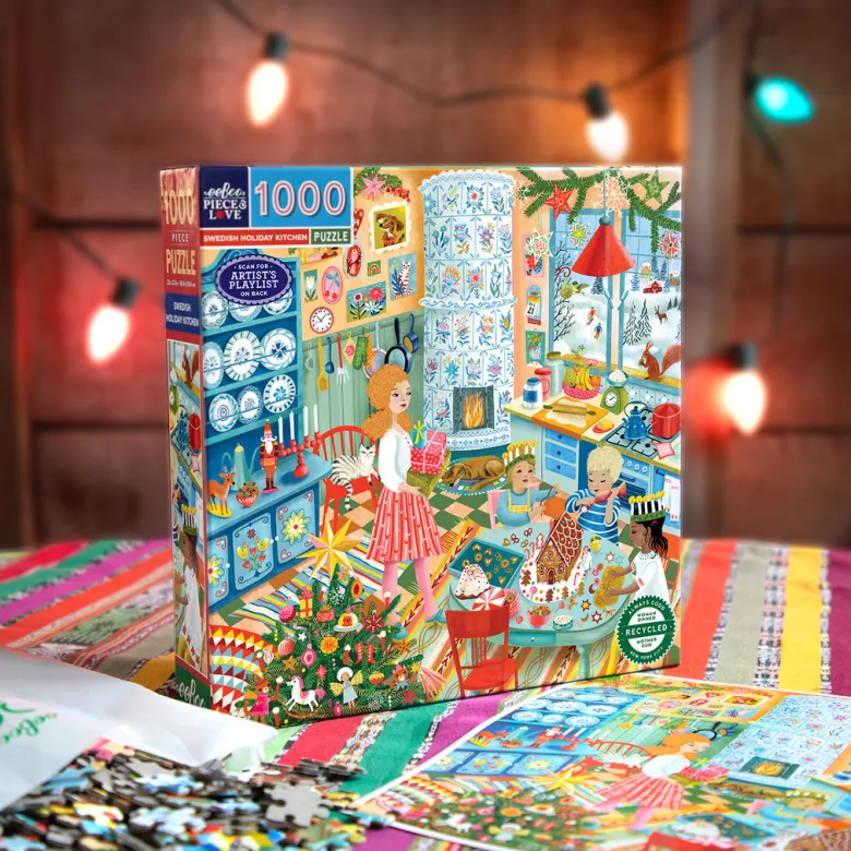 eeBoo Jigsaw Puzzle 1000 Pieces, Swedish Holiday Kitchen