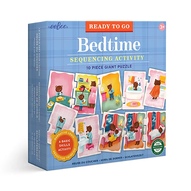 Eeboo Jumbo Puzzle, Bedtime - 10 Pieces