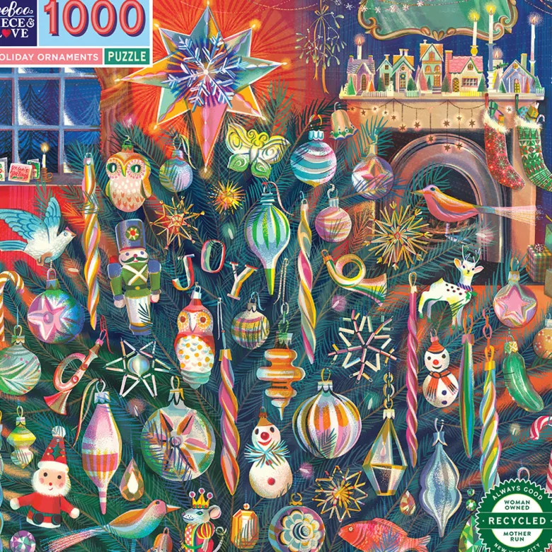eeBoo 1000-Piece Puzzle, Holiday Ornaments