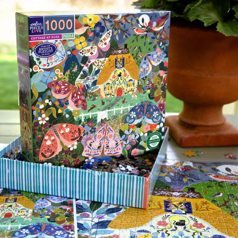 eeBoo Puzzle 1000 Pieces, Cottage at Dusk