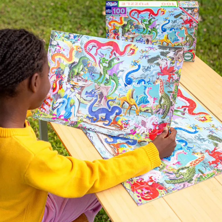 eeBoo Puzzle 100 Pieces, Dragon's World