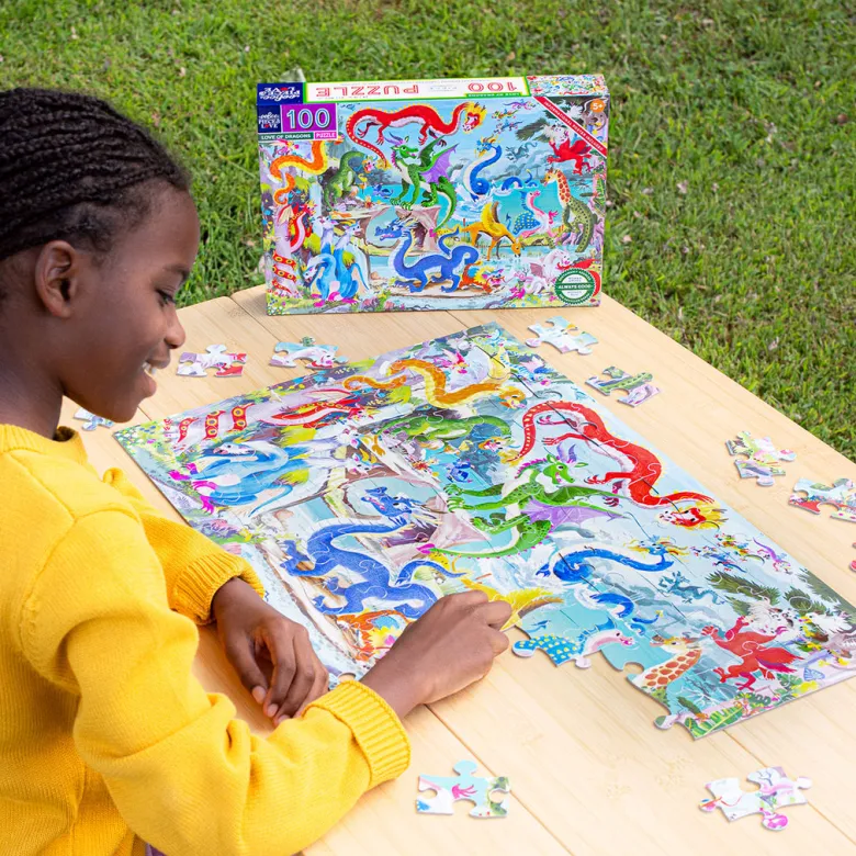 eeBoo Puzzle 100 Pieces, Dragon's World