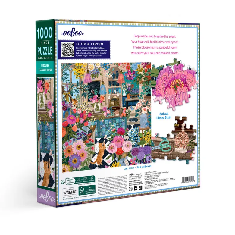 eeBoo Puzzle 1000 Pieces, English Flower Shop
