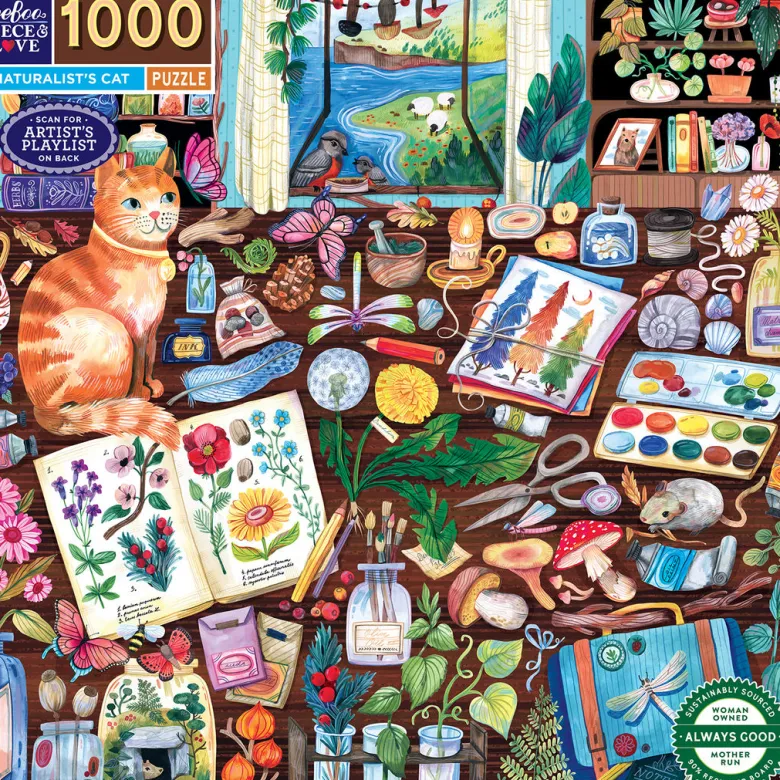 eeBoo Puzzle 1000 Pieces, Naturalist's Cat