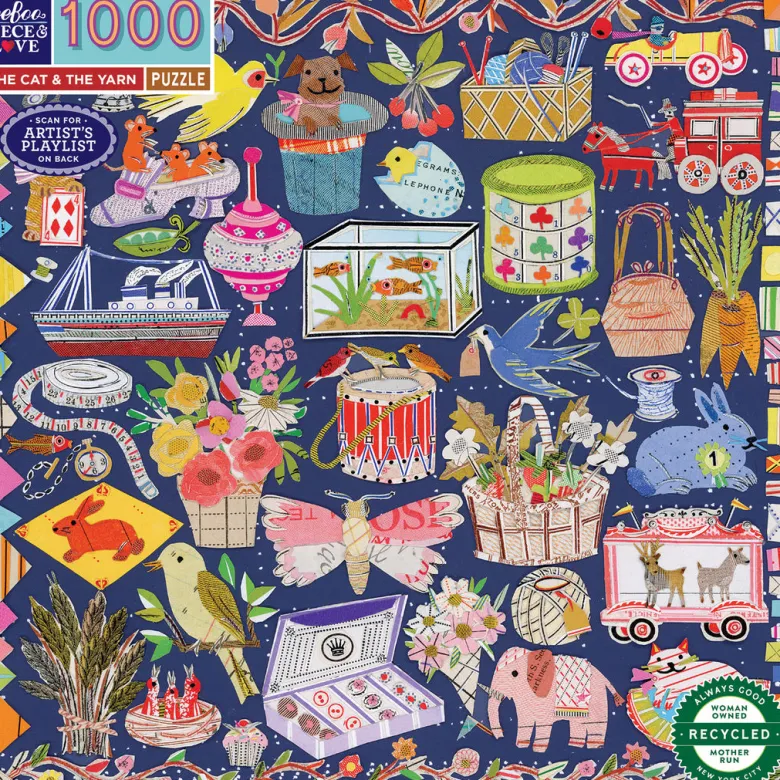 eeBoo Puzzle 1000 Pieces, The Cat & The Yarn