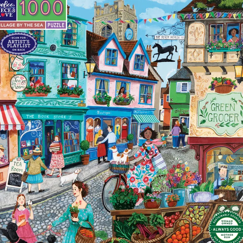 eeBoo Puzzle 1000 pieces, Village by the Sea