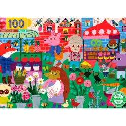Eeboo Puzzle, Animals at the Market - 100 Pieces