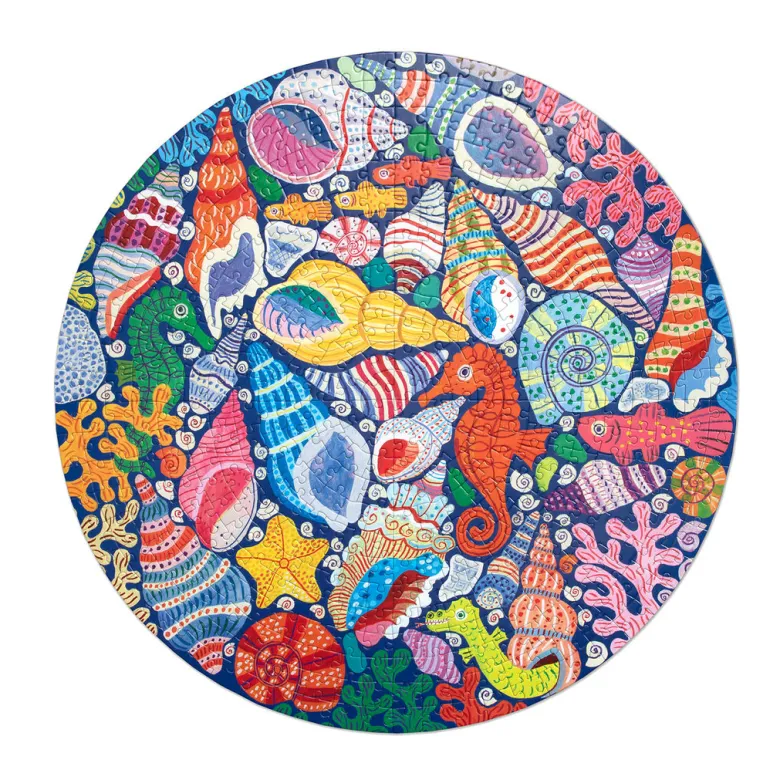 eeBoo Round Puzzle 500 Pieces, Seahorses Shells & Coral