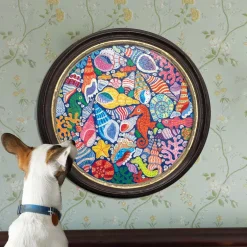 eeBoo Round Puzzle 500 Pieces, Seahorses Shells & Coral