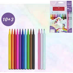 Faber-Castell 10+3 Felt Tip Markers and Stickers - Unicorn