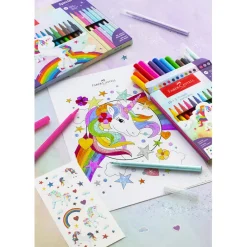Faber-Castell 10+3 Felt Tip Markers and Stickers - Unicorn