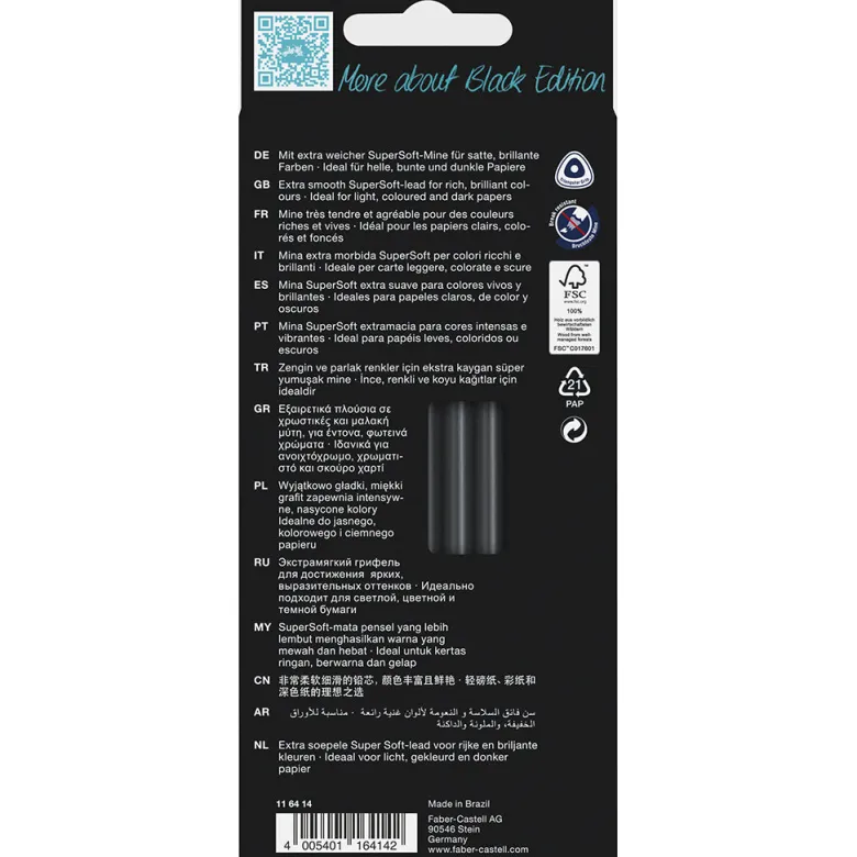 Faber-Castell, Black Edition, 12 Colored Pencils - Skintones