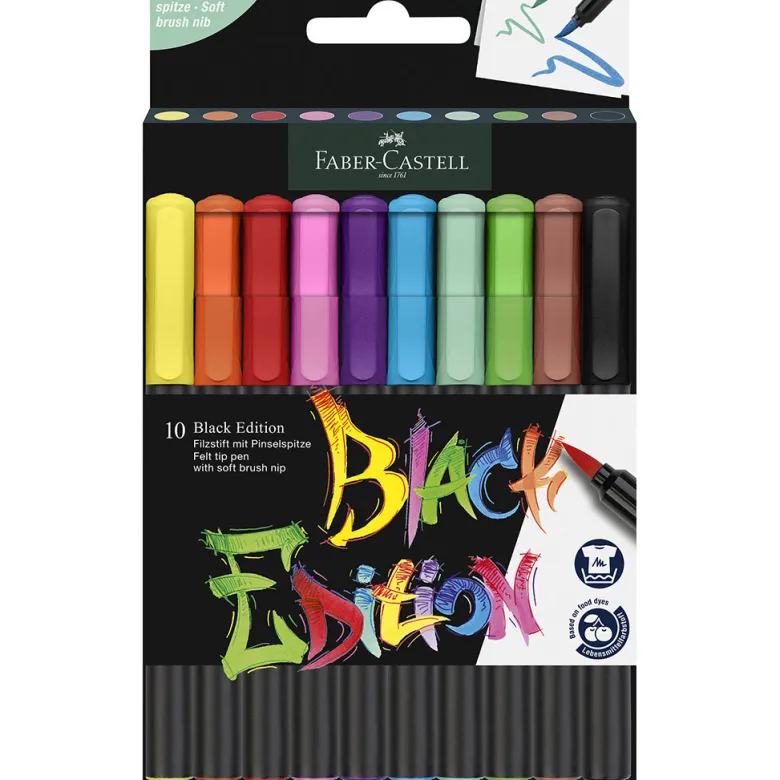 Faber-Castell, Black Edition brush tip markers, set of 10