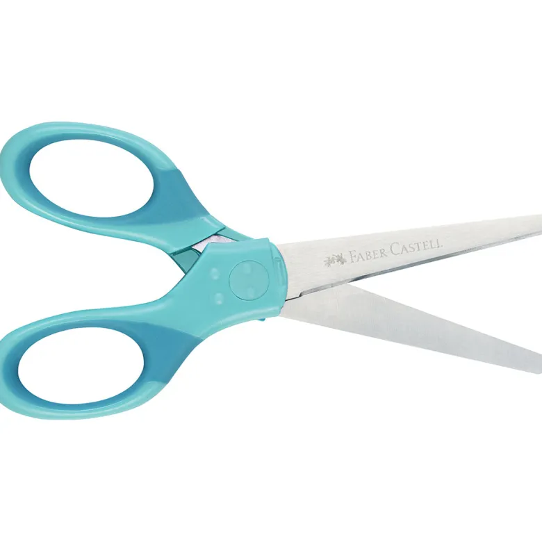 Faber-Castell Children's Scissors for Right and Left-Handed Use with Case - Turquoise