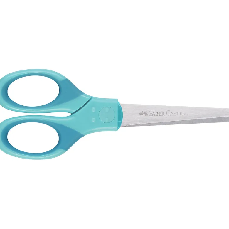Faber-Castell Children's Scissors for Right and Left-Handed Use with Case - Turquoise