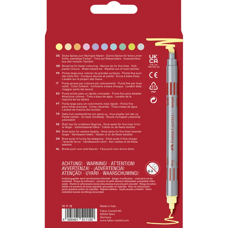 Faber-Castell, Double-Ended Markers with Thick and Thin Tips - Set of 10