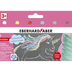 Faber-Castell EFA Sidewalk Chalk, 6 pcs – Unicorn Glitter