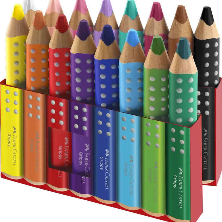 Faber-Castell Grippy Jumbo Colored Pencils Set - 16 Pieces with Sharpener