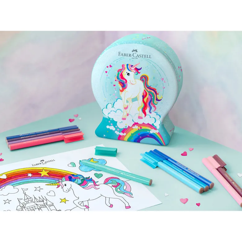 Faber-Castell Metal Case with 33 Felt-Tip Pens - Unicorn