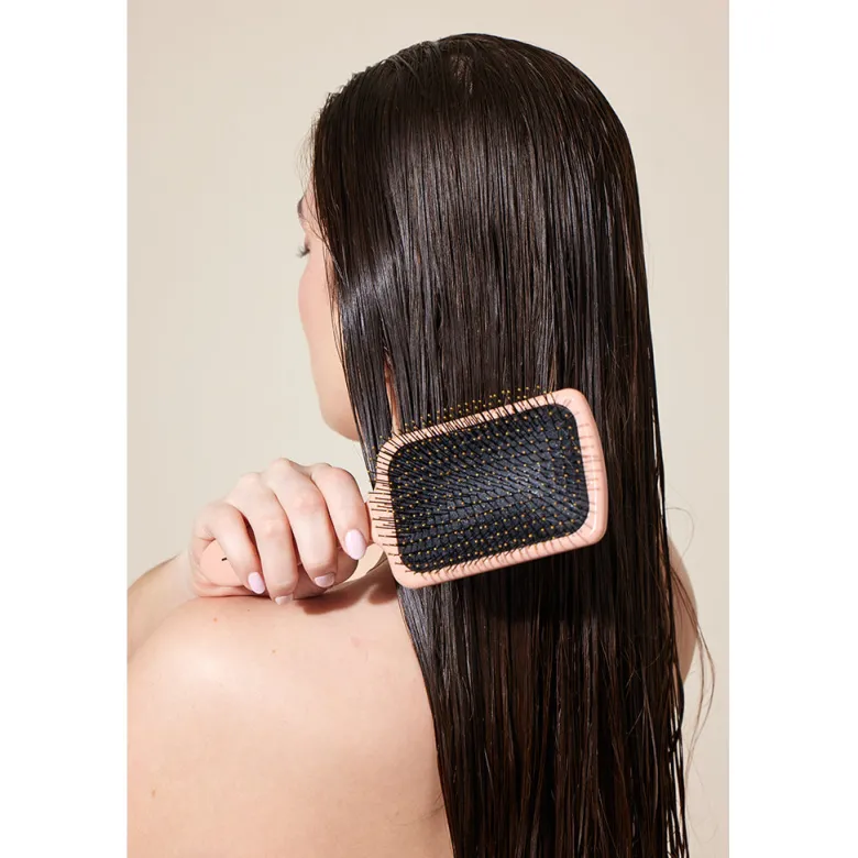 Fan Palm Hairbrush, Bloom Paddle Wet Brush – Large Rose with Glitter