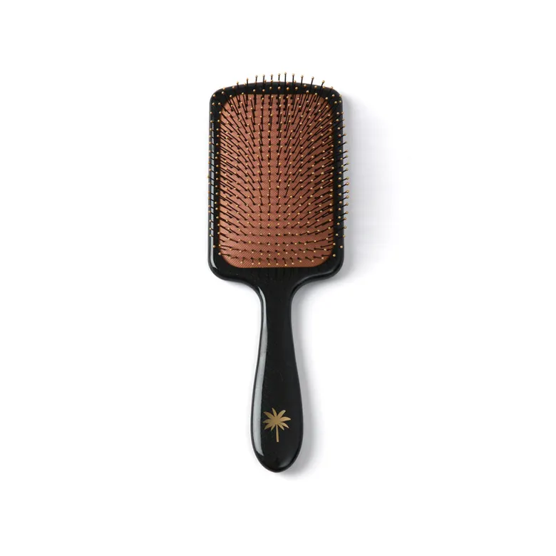 Fan Palm Hairbrush, Bloom Paddle Wet Brush - Large Black Glitter