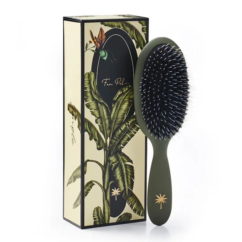 Fan Palm Hairbrush, Jungle - Medium Army Green
