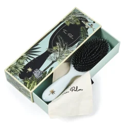 Fan Palm Hairbrush, Maldives - Medium Light Blue Glitter