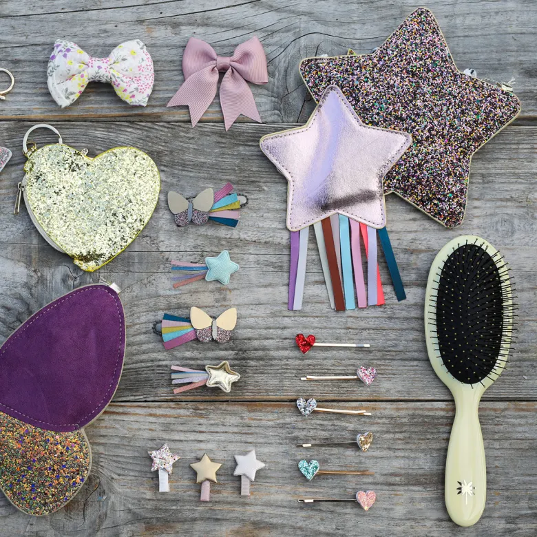 Fan Palm Hairbrush, Medium, Sunshine Wet Brush - Yellow Glitter