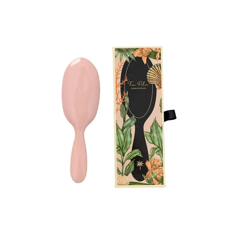 Fan Palm Hairbrush, Medium – Beach Rose Wet Brush, Pink with Glitter