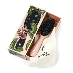 Fan Palm Hairbrush, Paradise, Small - Rose Glitter