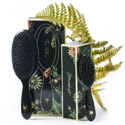 Fan Palm Hairbrush, Stardust - Large Black Glitter