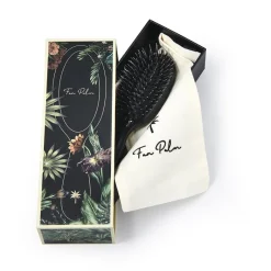 Fan Palm Hairbrush, Stardust, Small - Black Glitter
