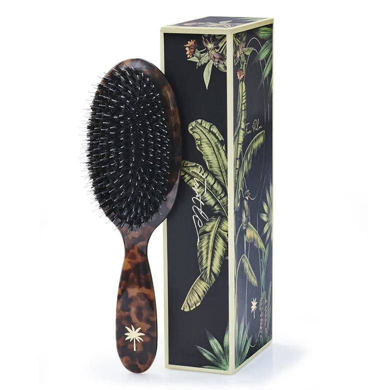 Fan Palm Premium Edition – Medium Brush with Boar and Nylon Bristles, Turtle Pattern