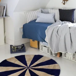 ferm Living Arch Round Rug, Large - Bright Blue/Off-White