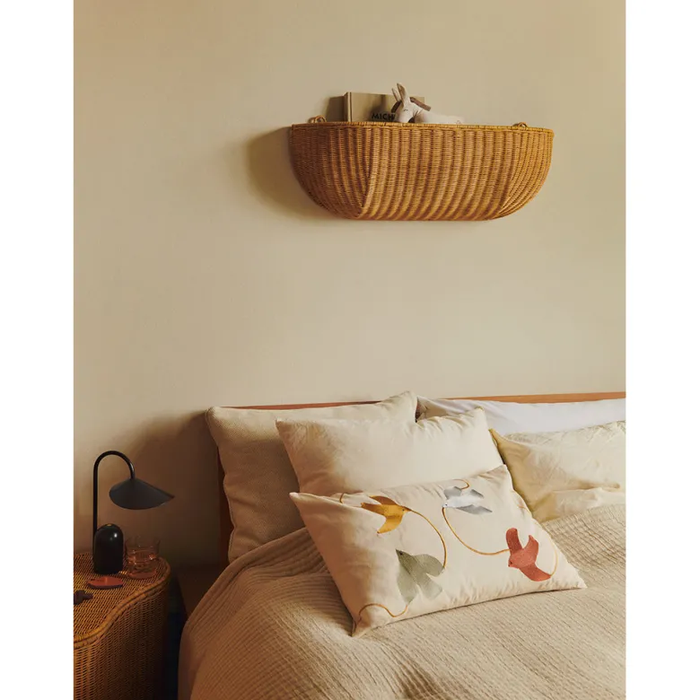 ferm Living Embroidered Pillow, Swift Bird Design - 60 x 40 cm
