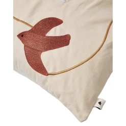 ferm Living Embroidered Pillow, Swift Bird Design - 60 x 40 cm